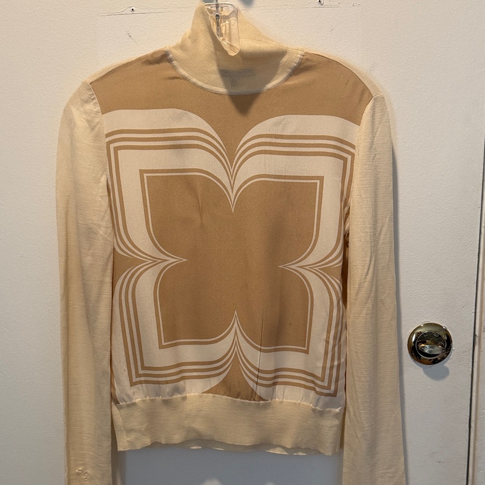 Gucci Tan and Cream Turtleneck Sweater